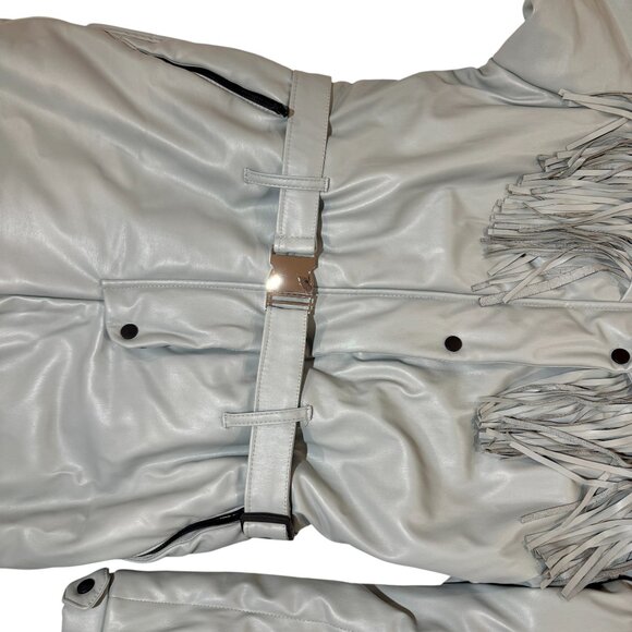 Upwear & Suits Faux Leather Fringe Ski Snow Suit /Jumpsuit , Blue/Grey, M-L - Picture 5 of 12